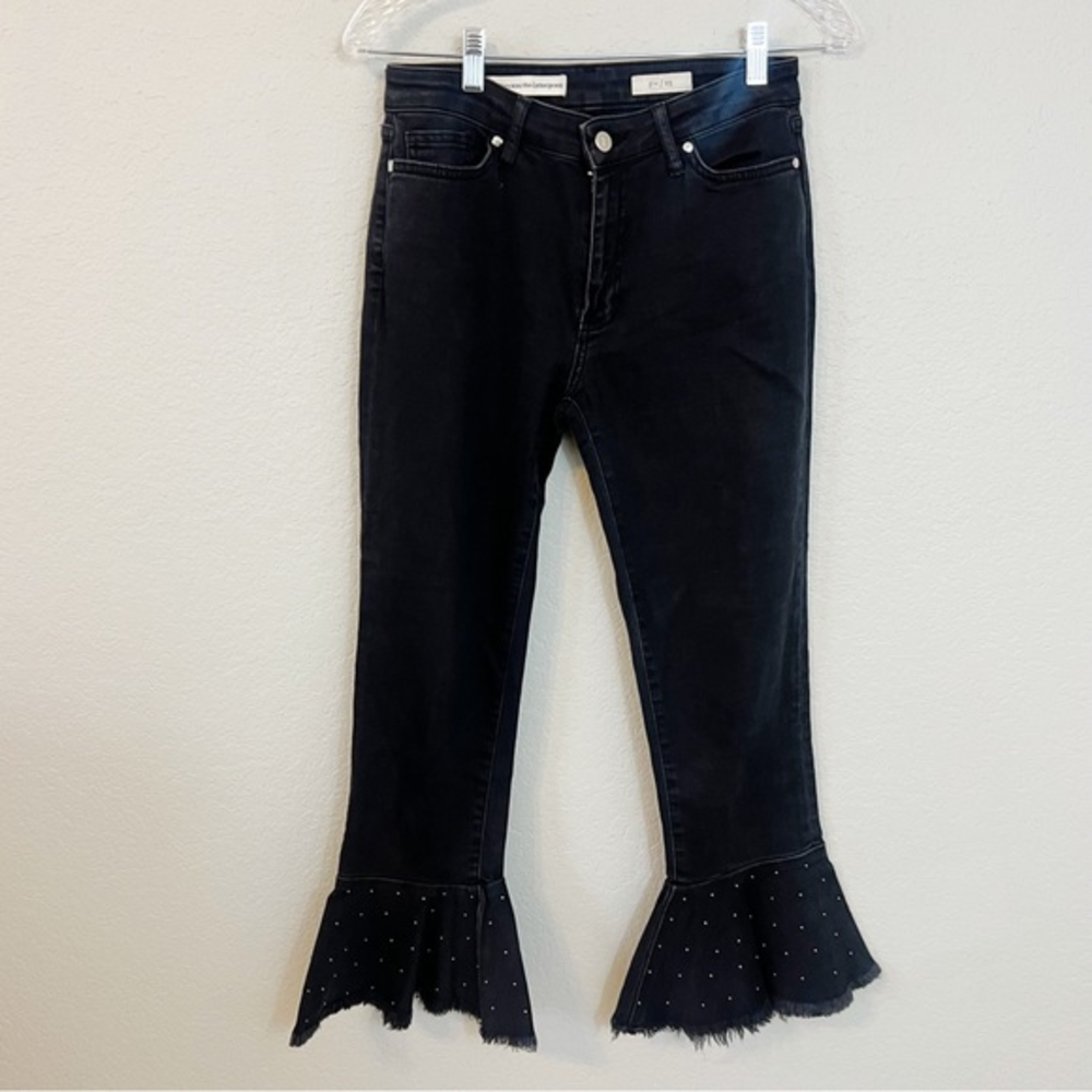 Pilcro and the Letterpress Anthropologie Black Studded Flare Jeans